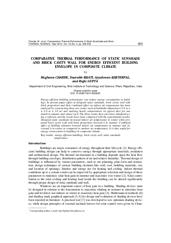 (PDF) Comparative thermal performance of static sunshade and brick ...