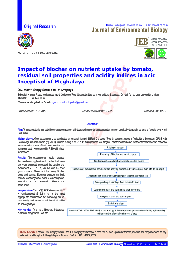 (PDF) Impact of biochar on nutrient uptake by tomato, residual soil ...