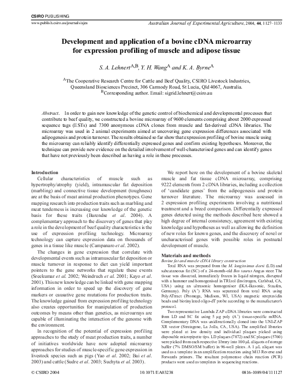 (PDF) Development and application of a bovine cDNA microarray for ...