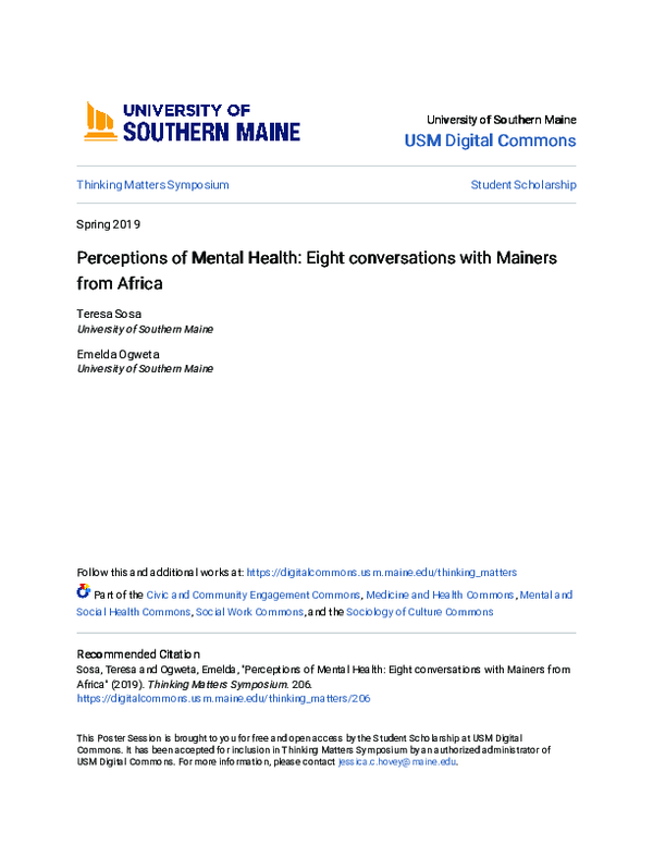 (PDF) Perceptions of Mental Health: Eight conversations with Mainers ...