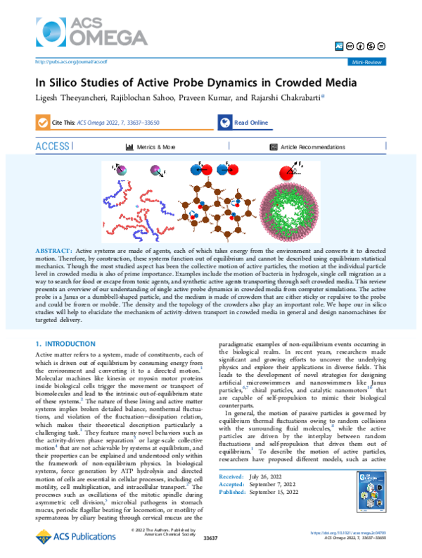 (PDF) In Silico Studies of Active Probe Dynamics in Crowded Media
