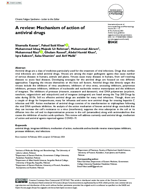 (PDF) A review: Mechanism of action of antiviral drugs