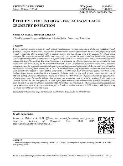 (PDF) Effective time interval for railway track geometry inspection