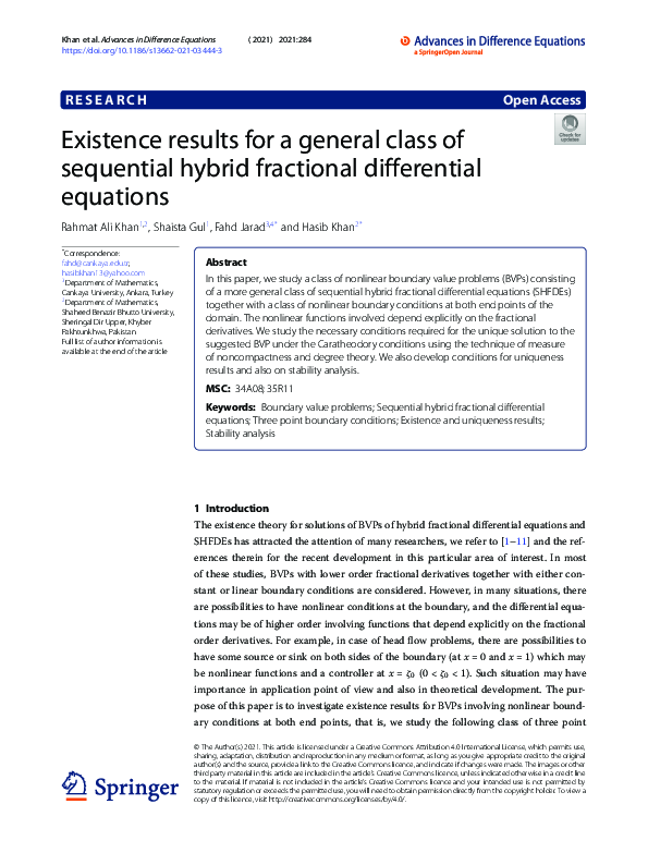 (PDF) Existence results for a general class of sequential hybrid ...