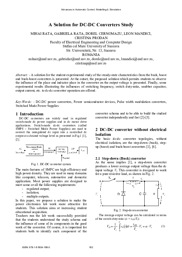 (PDF) A Solution for DC-DC Converters Study