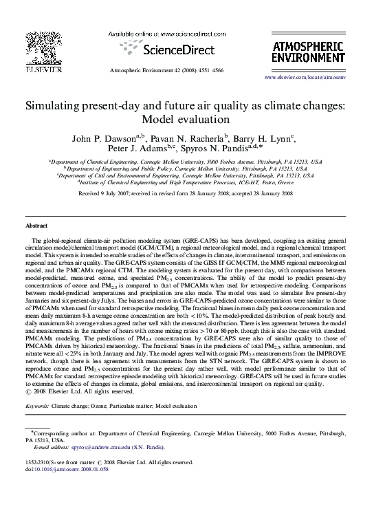 (PDF) Simulating present-day and future air quality as climate changes ...