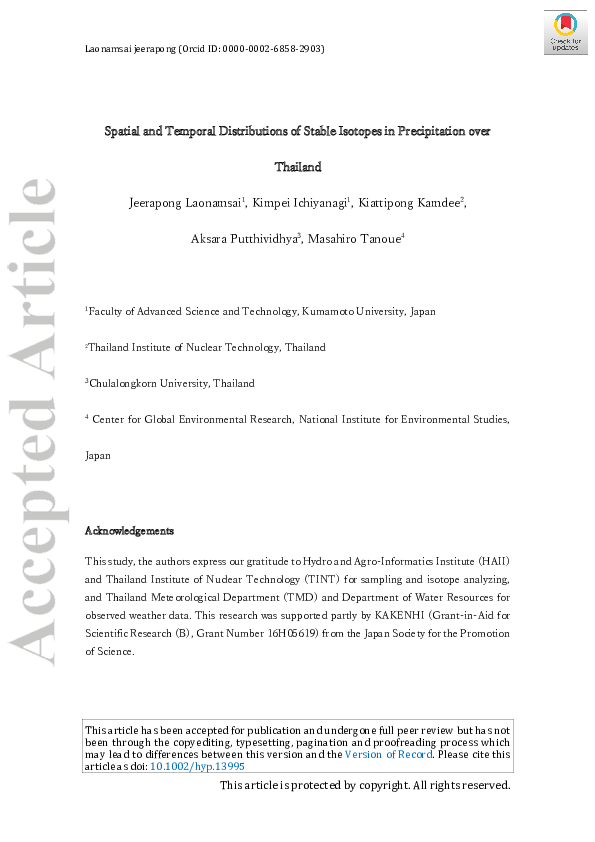 (PDF) Spatial and temporal distributions of stable isotopes in ...
