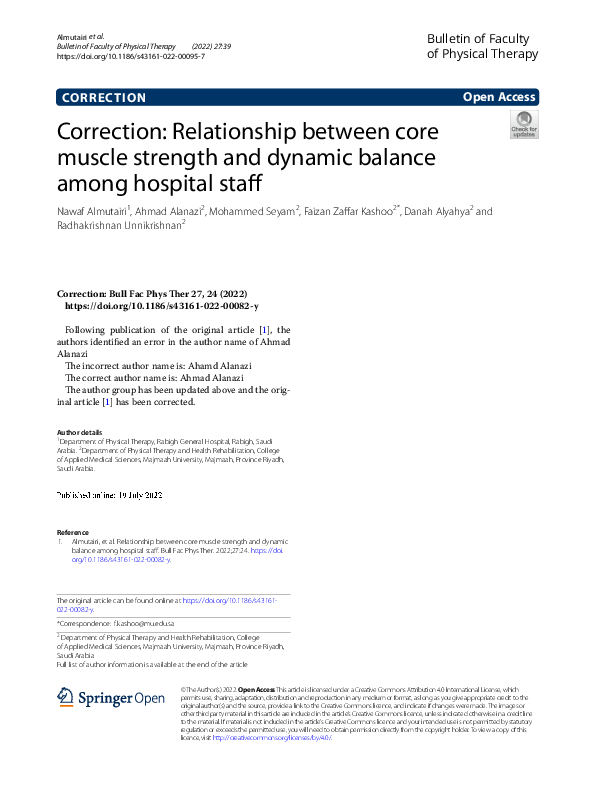 (PDF) Correction: Relationship between core muscle strength and dynamic ...