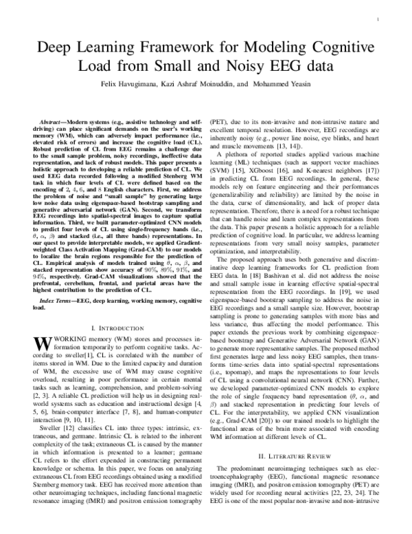 (PDF) Deep Learning Framework for Modeling Cognitive Load from Small ...