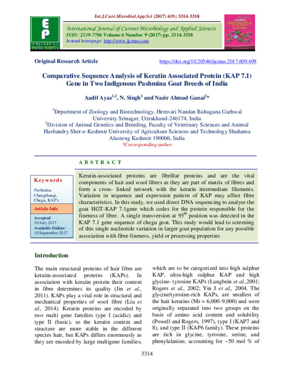 (PDF) Comparative Sequence Analysis of Keratin Associated Protein (KAP ...