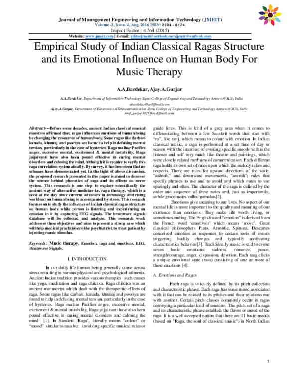 (PDF) Empirical Study of Indian Classical Ragas Structure and its ...