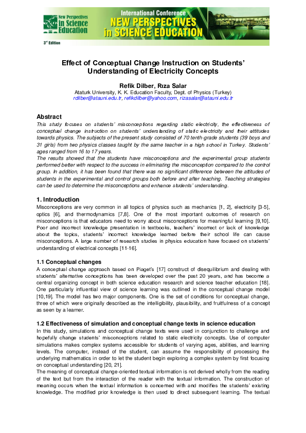 (PDF) Effect of conceptual change instruction on students ...