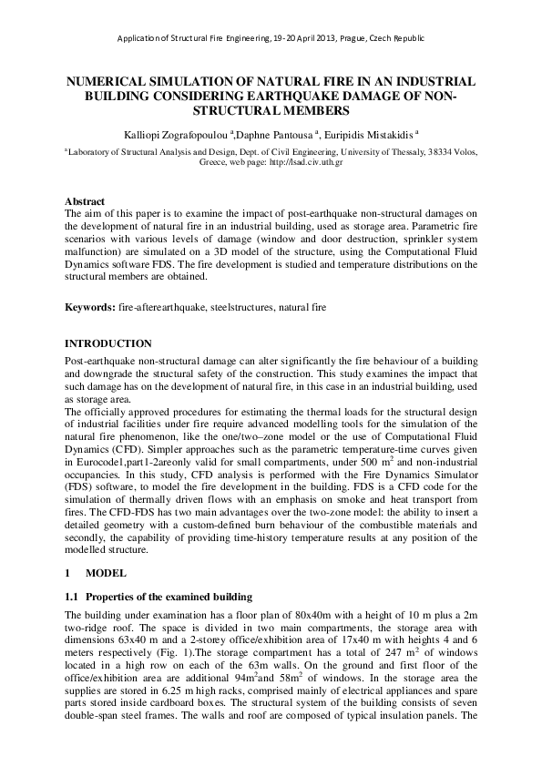 (PDF) Numerical simulation of natural fire in an industrial building ...