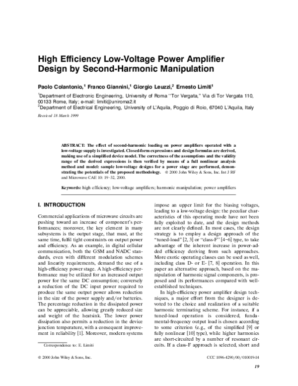 (PDF) High efficiency lowvoltage power amplifier design by second