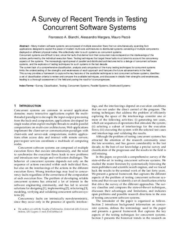 (PDF) A Survey of Recent Trends in Testing Concurrent Software Systems