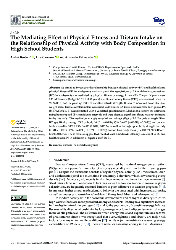 (PDF) The Mediating Effect of Physical Fitness and Dietary Intake on ...