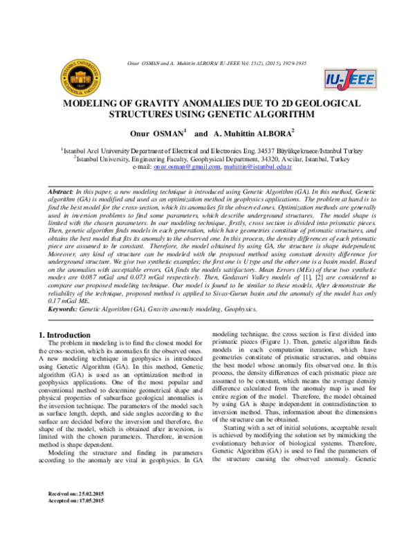 (PDF) Modeling of Gravity Anomalies Due to 2D Geological Structures ...