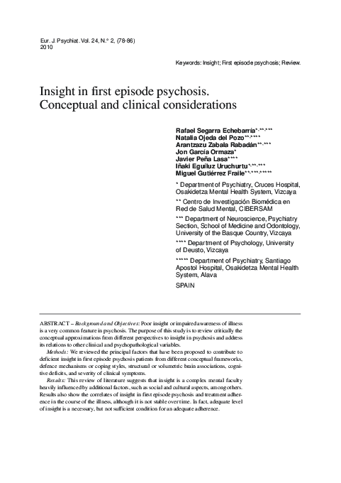 (PDF) Poor insight and coping styles . Post-psychotic depression and ...