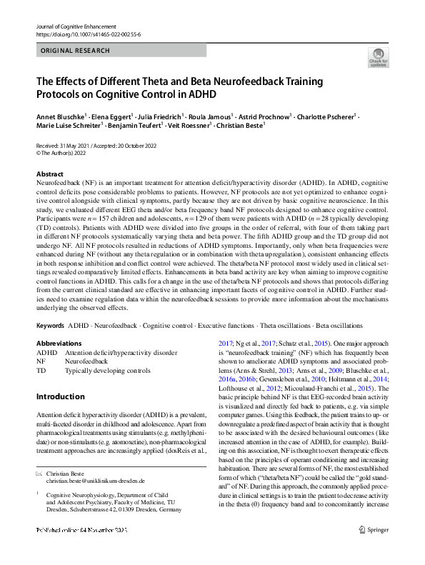 (PDF) The Effects of Different Theta and Beta Neurofeedback Training ...