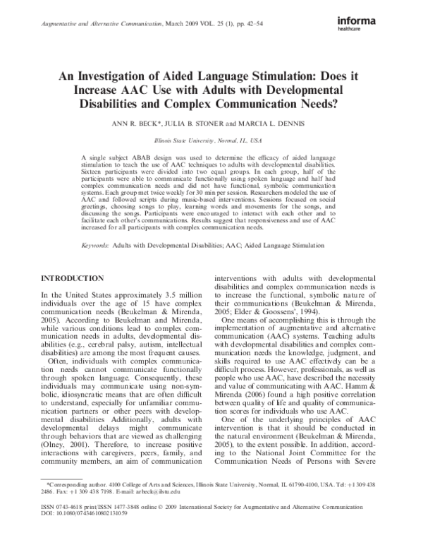 (PDF) An Investigation of Aided Language Stimulation: Does it Increase ...