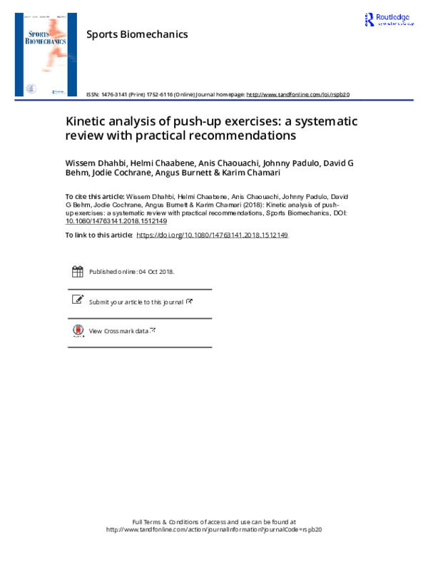 (PDF) Kinetic analysis of push-up exercises: a systematic review with ...