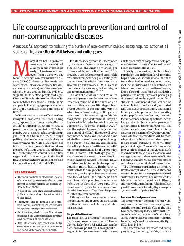 (PDF) Life course approach to prevention and control of non ...