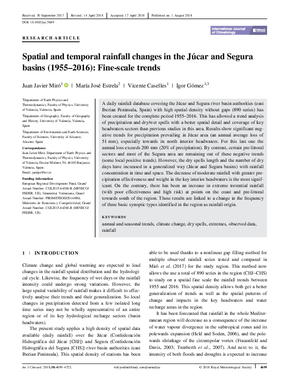 (PDF) Spatial and temporal rainfall changes in the Júcar and Segura ...