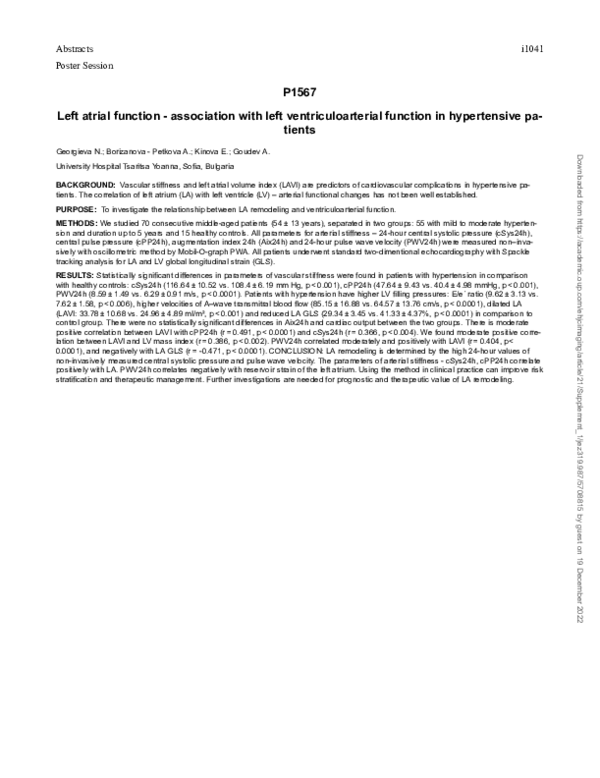 (PDF) P1567 Left atrial function - association with left ...