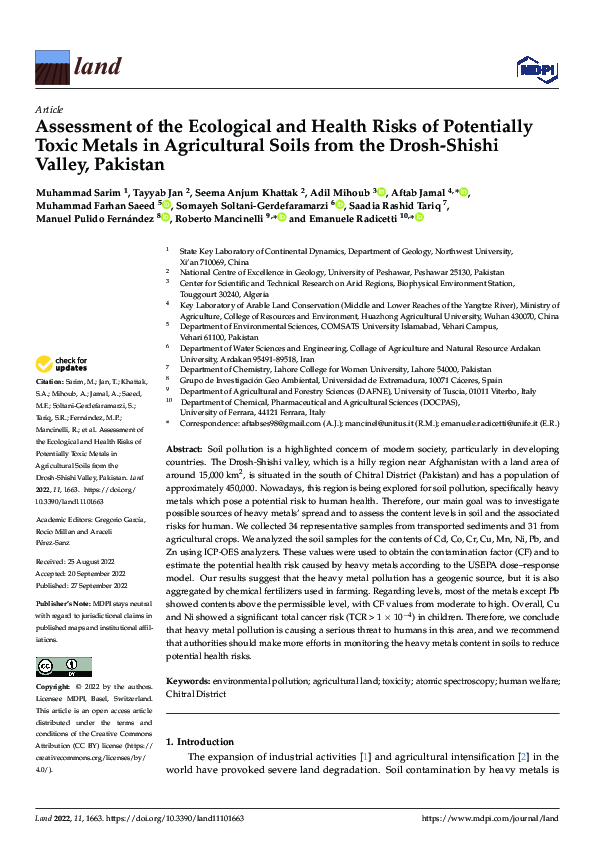 (PDF) Assessment of the Ecological and Health Risks of Potentially ...