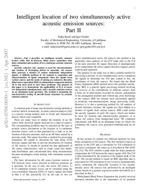 (PDF) acoustic emission sources Part II Igor Grabec Academia.edu
