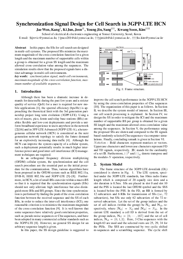 (PDF) Synchronization signal design for cell search in 3GPP-LTE HCN