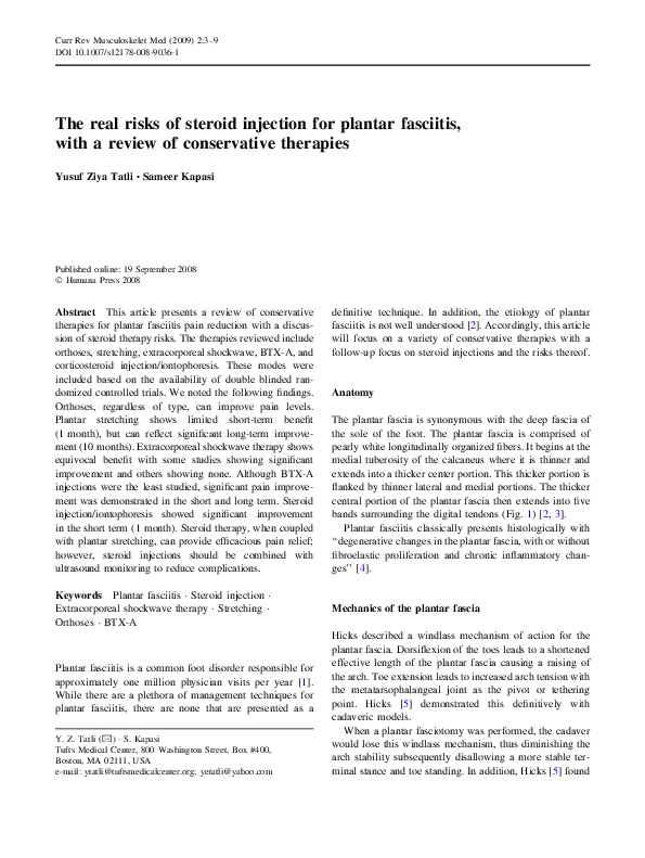 (PDF) The real risks of steroid injection for plantar fasciitis, with a