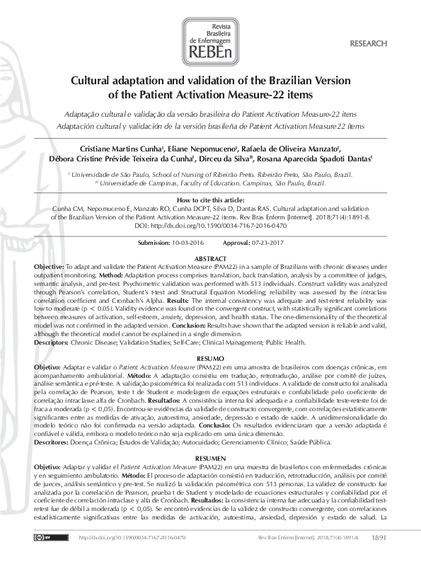 (PDF) Cultural adaptation and validation of the Brazilian Version of ...