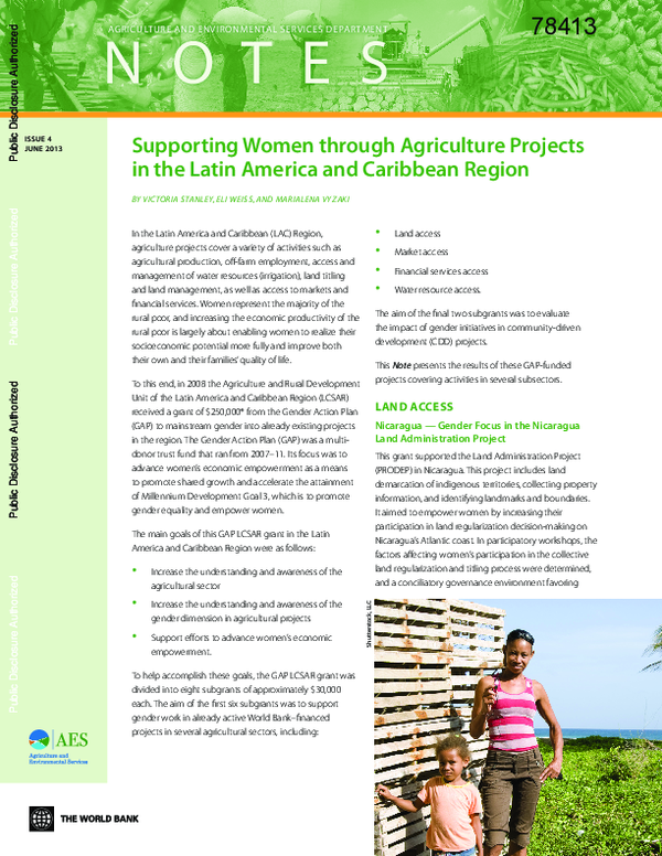 (PDF) Supporting women through agriculture projects in the Latin ...