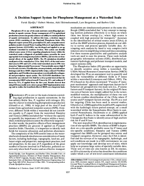 (PDF) A Decision Support System for Phosphorus Management at a ...