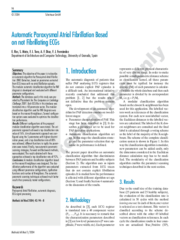 (PDF) Automatic Paroxysmal Atrial Fibrillation Based on not ...