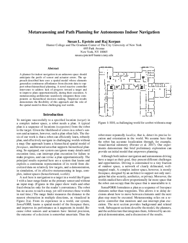 (PDF) Metareasoning and Path Planning for Autonomous Indoor Navigation