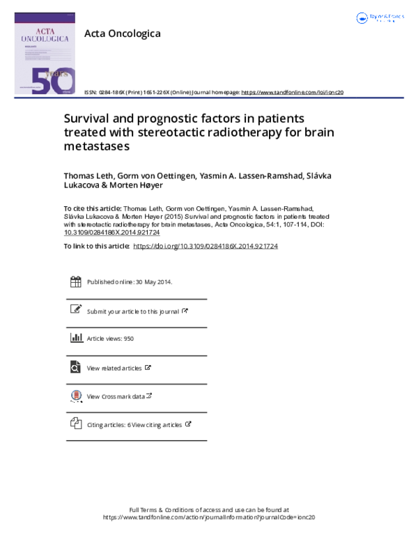 (PDF) Survival and prognostic factors in patients treated with ...