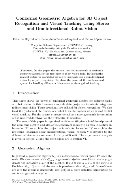(PDF) Conformal Geometric Algebra for 3D Object Recognition and Visual ...