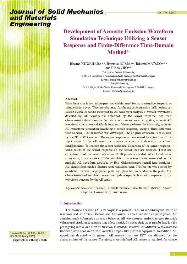 (PDF) Development of Acoustic Emission Waveform Simulation Technique ...