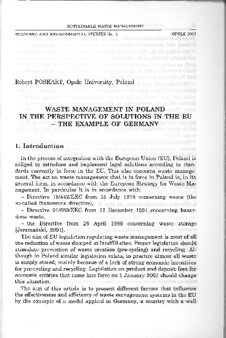 (PDF) Waste Management in Poland in the Perspective of Solutions in the ...
