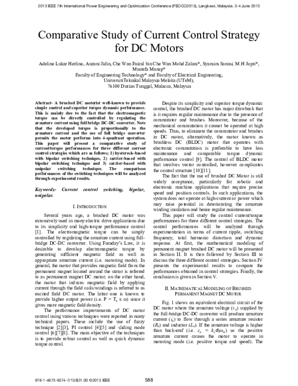 (PDF) Comparative study of current control strategy for DC motors