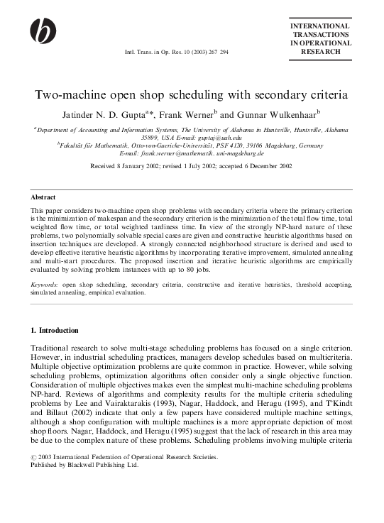 pdf-two-machine-open-shop-scheduling-with-secondary-criteria