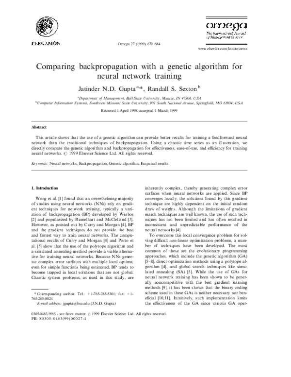 (PDF) Comparing backpropagation with a genetic algorithm for neural ...
