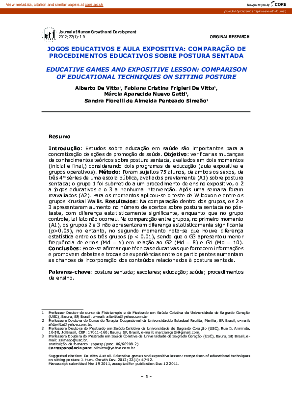 (PDF) Educative games and expositive lesson: comparison of educational ...