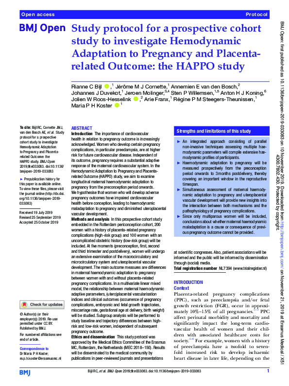 (PDF) Study protocol for a prospective cohort study to investigate ...