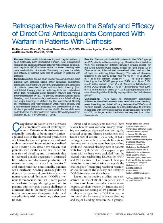 (PDF) Retrospective Review on the Safety and Efficacy of Direct Oral ...