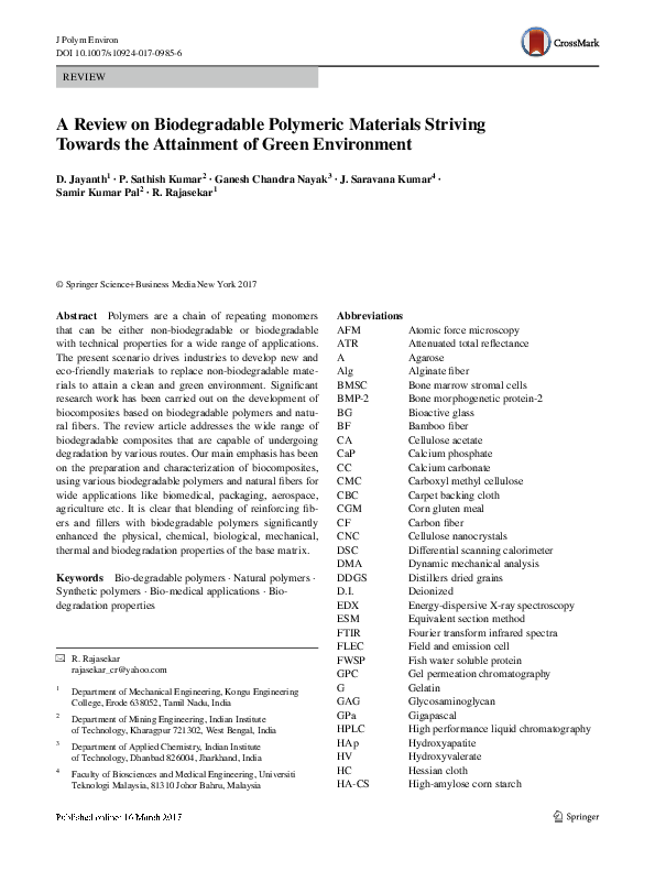 (PDF) A Review on Biodegradable Polymeric Materials Striving Towards ...