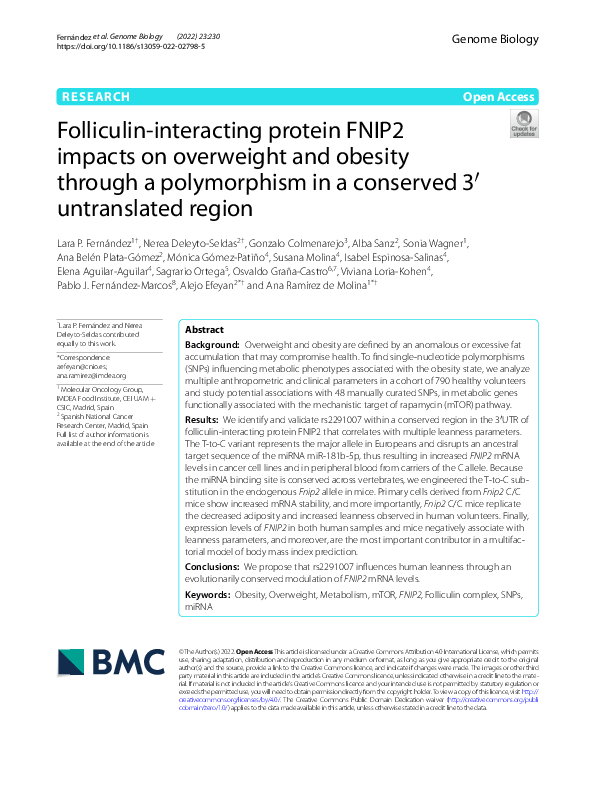 (PDF) Folliculin-interacting protein FNIP2 impacts on overweight and ...
