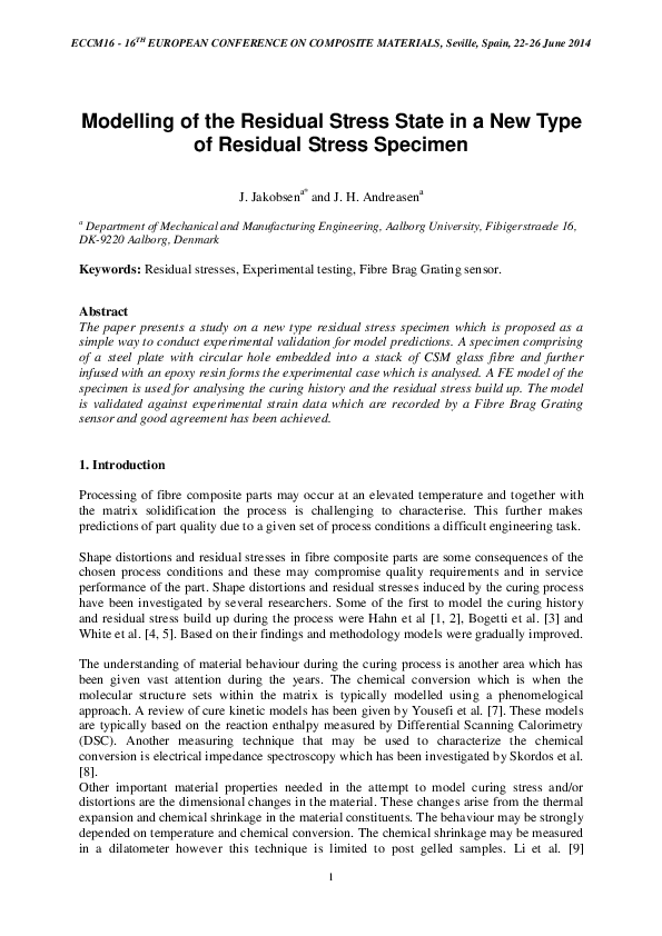 (PDF) Modelling of the Residual Stress State in a new Type of Residual ...